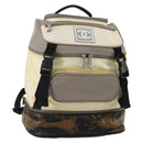 CHANEL Sports Line COCO Mark Backpack Nylon Leather Beige Silver CC Auth bs37020-1