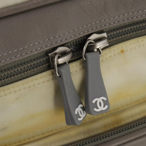 CHANEL Sports Line COCO Mark Backpack Nylon Leather Beige Silver CC Auth bs37020