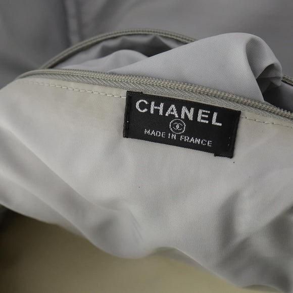 CHANEL Sports Line COCO Mark Backpack Nylon Leather Beige Silver CC Auth bs37020