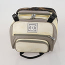 CHANEL Sports Line COCO Mark Backpack Nylon Leather Beige Silver CC Auth bs37020-6