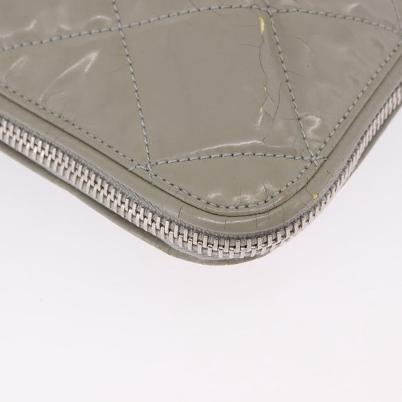 CHANEL Matelasse COCO Mark Tote Bag Patent leather Beige Silver CC Auth bs37021