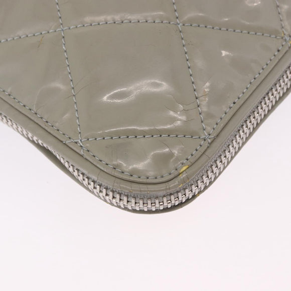 CHANEL Matelasse COCO Mark Tote Bag Patent leather Beige Silver CC Auth bs37021