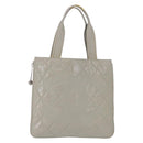 CHANEL Matelasse COCO Mark Tote Bag Patent leather Beige Silver CC Auth bs37021-2