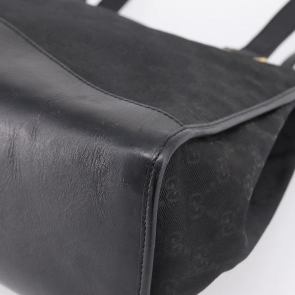 GUCCI GG Canvas Hand Bag Black Gold 002 2854 0305 Auth bs37022
