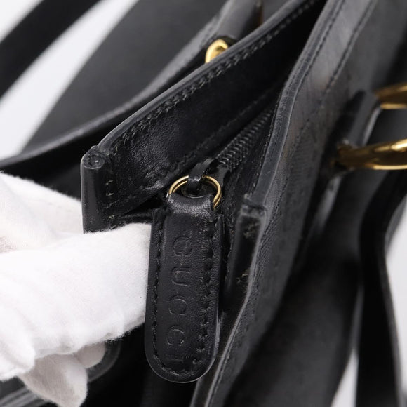 GUCCI GG Canvas Hand Bag Black Gold 002 2854 0305 Auth bs37022
