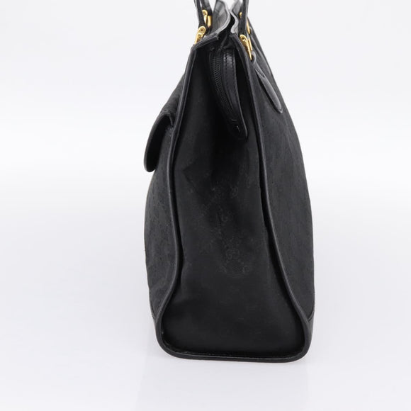 GUCCI GG Canvas Hand Bag Black Gold 002 2854 0305 Auth bs37022