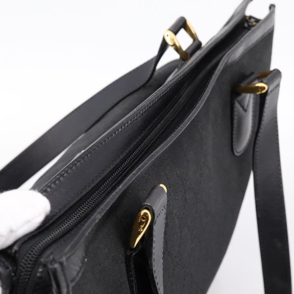 GUCCI GG Canvas Hand Bag Black Gold 002 2854 0305 Auth bs37022