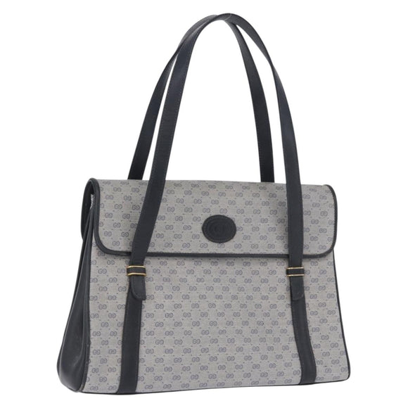GUCCI Micro GG Supreme Hand Bag PVC Navy Gold 000 46 4857 Auth bs37025