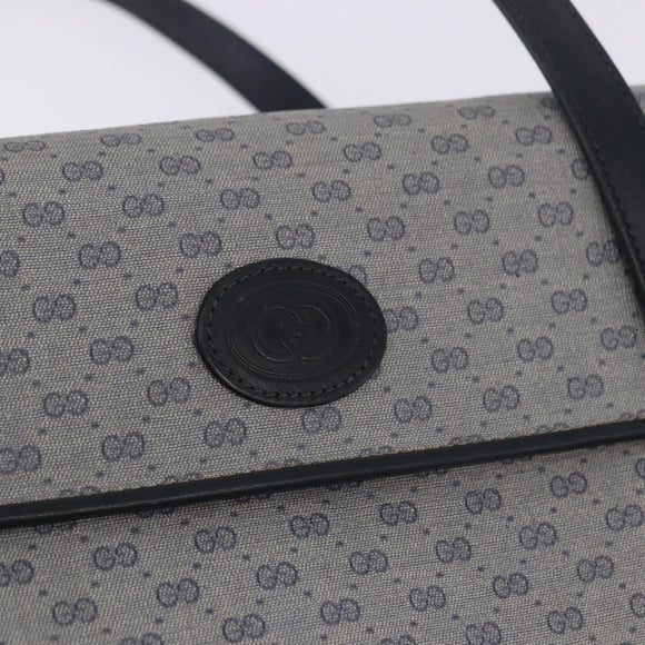 GUCCI Micro GG Supreme Hand Bag PVC Navy Gold 000 46 4857 Auth bs37025