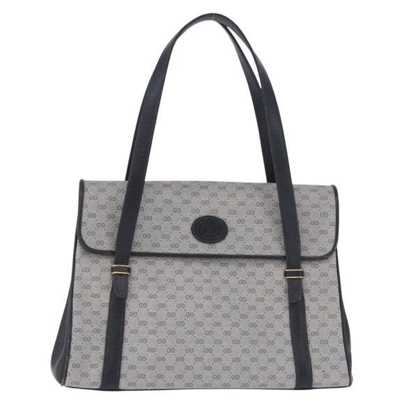 GUCCI Micro GG Supreme Hand Bag PVC Navy Gold 000 46 4857 Auth bs37025