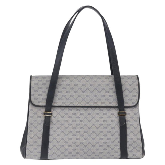 GUCCI Micro GG Supreme Hand Bag PVC Navy Gold 000 46 4857 Auth bs37025