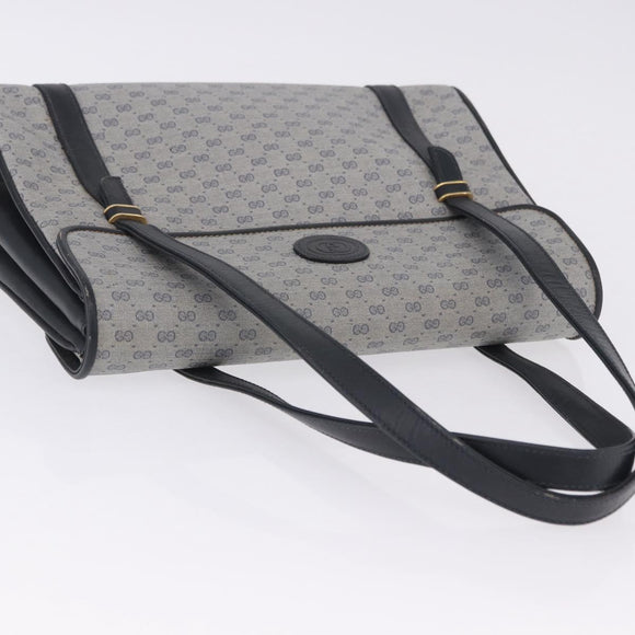 GUCCI Micro GG Supreme Hand Bag PVC Navy Gold 000 46 4857 Auth bs37025