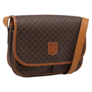 CELINE Macadam Canvas Shoulder Bag PVC Leather Brown Gold Auth bs37026-1