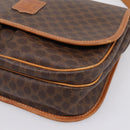CELINE Macadam Canvas Shoulder Bag PVC Leather Brown Gold Auth bs37026-8