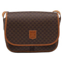 CELINE Macadam Canvas Shoulder Bag PVC Leather Brown Gold Auth bs37026-13