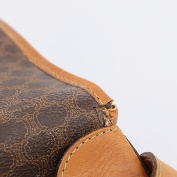 CELINE Macadam Canvas Shoulder Bag PVC Leather Brown Gold Auth bs37026