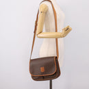 CELINE Macadam Canvas Shoulder Bag PVC Leather Brown Gold Auth bs37026-25