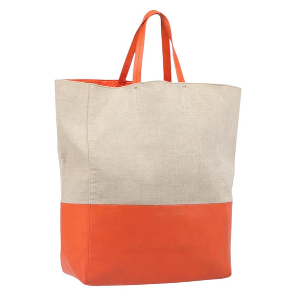 CELINE Horizontalkava Tote Bag Canvas Beige Gold Auth bs37027