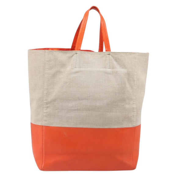 CELINE Horizontalkava Tote Bag Canvas Beige Gold Auth bs37027