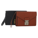 LOUIS VUITTON Epi Serie Dragonne Clutch Bag 2 Set Black Brown LV Auth bs37035-1