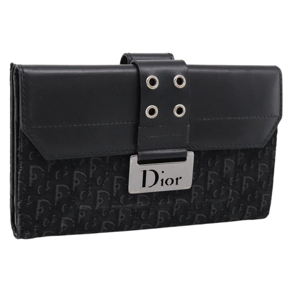 Christian Dior Trotter Canvas Bifold Wallet Silver Black Auth bs37038