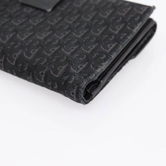 Christian Dior Trotter Canvas Bifold Wallet Silver Black Auth bs37038