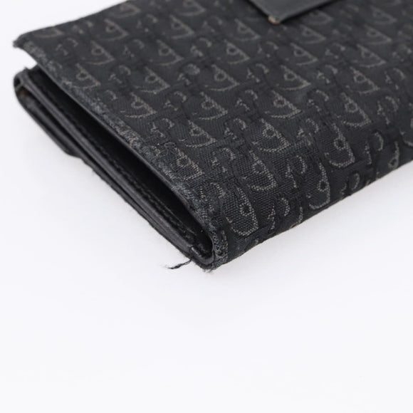 Christian Dior Trotter Canvas Bifold Wallet Silver Black Auth bs37038
