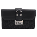 Christian Dior Trotter Canvas Bifold Wallet Silver Black Auth bs37038-13