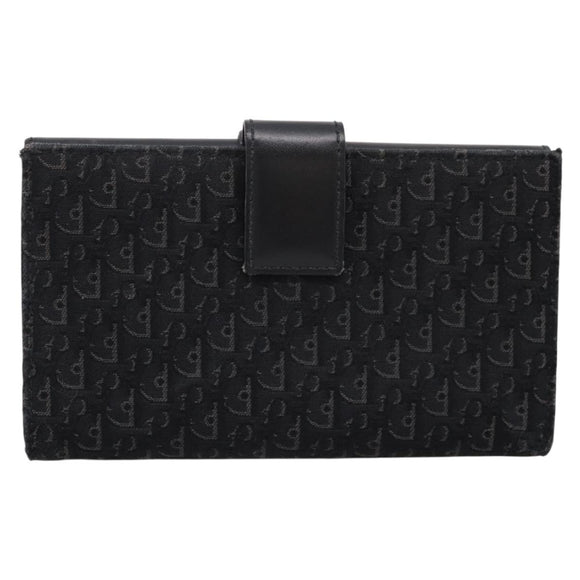Christian Dior Trotter Canvas Bifold Wallet Silver Black Auth bs37038