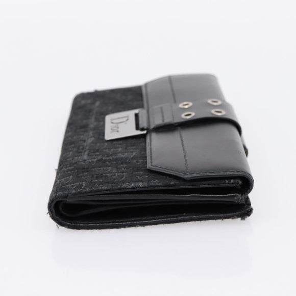 Christian Dior Trotter Canvas Bifold Wallet Silver Black Auth bs37038