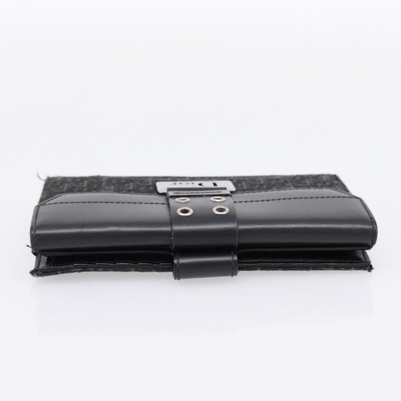 Christian Dior Trotter Canvas Bifold Wallet Silver Black Auth bs37038