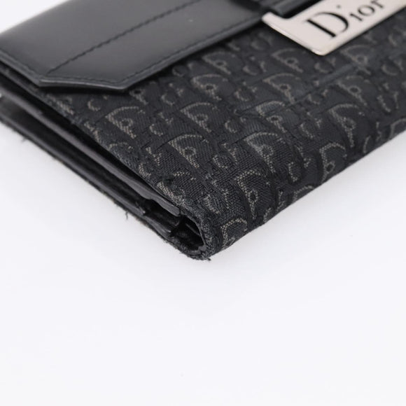 Christian Dior Trotter Canvas Bifold Wallet Silver Black Auth bs37038