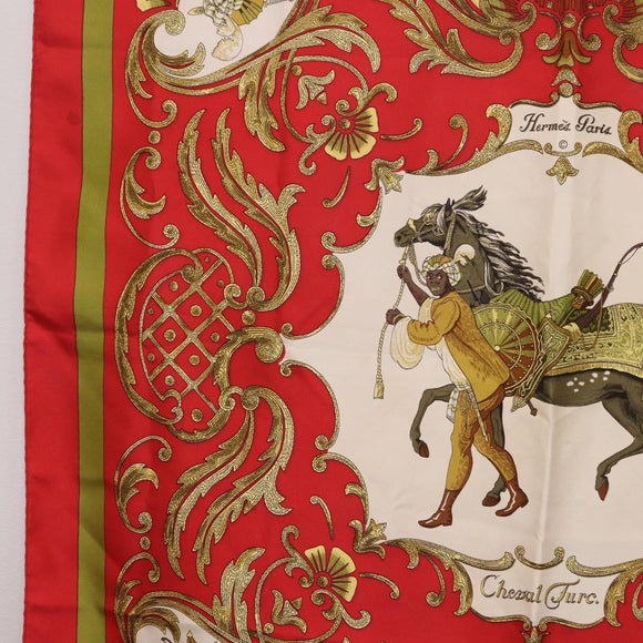 HERMES Carre 90 Scarf Silk Red Auth bs37039
