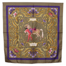 HERMES Carre 90 Scarf Silk Brown Auth bs37040-1