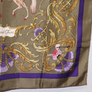HERMES Carre 90 Scarf Silk Brown Auth bs37040-10