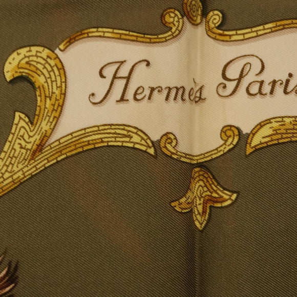 HERMES Carre 90 Scarf Silk Brown Auth bs37040