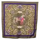 HERMES Carre 90 Scarf Silk Brown Auth bs37040-13