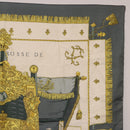 HERMES Carre 90 Scarf ""VUE DU CAROSSE DE"" Silk Gray Auth bs37041-4