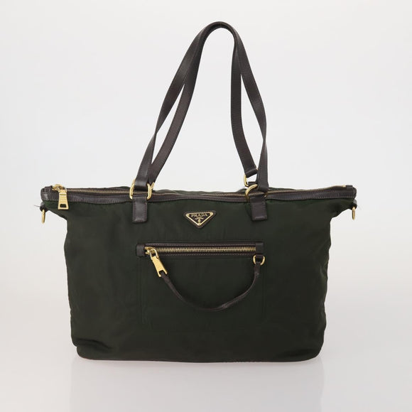 PRADA Hand Bag Nylon 3 Set Green Pink Auth bs37044