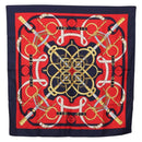 HERMES Carre 90 Scarf ”Eperon d' Or” Silk Navy Auth bs37045-1