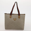 GUCCI GG Supreme Web Sherry Line Hand Bag PVC 3 Set Beige Auth bs37046-10