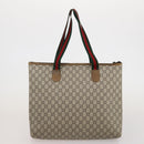 GUCCI GG Supreme Web Sherry Line Hand Bag PVC 3 Set Beige Auth bs37046-11