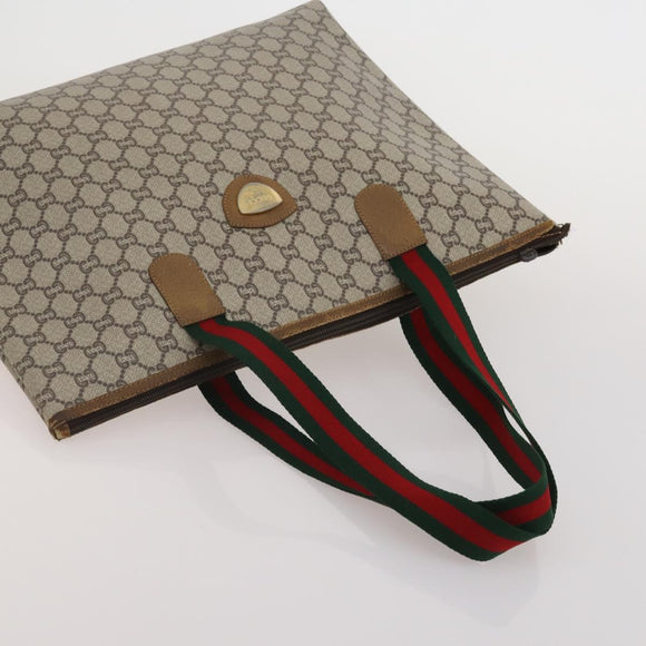 GUCCI GG Supreme Web Sherry Line Hand Bag PVC 3 Set Beige Auth bs37046