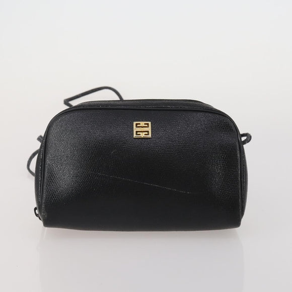 GIVENCHY Shoulder Bag Leather 2 Set Black Gold Auth bs37047