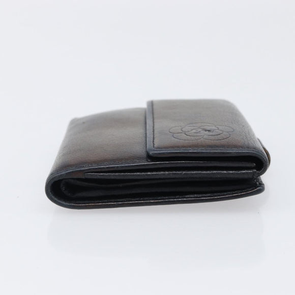CHANEL Wallet Leather 2 Set Black CC Auth bs37048