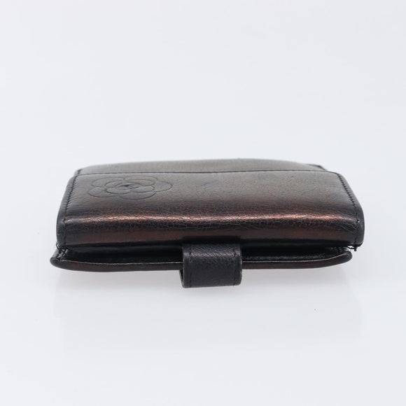 CHANEL Wallet Leather 2 Set Black CC Auth bs37048