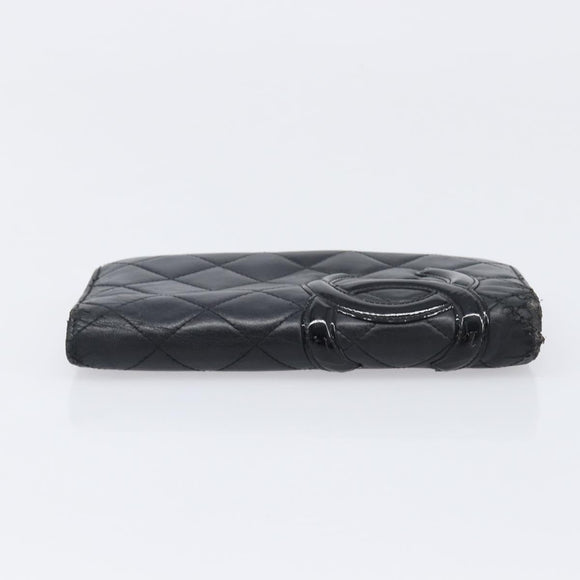 CHANEL Wallet Leather 2 Set Black CC Auth bs37048