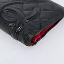 CHANEL Wallet Leather 2 Set Black CC Auth bs37048-8