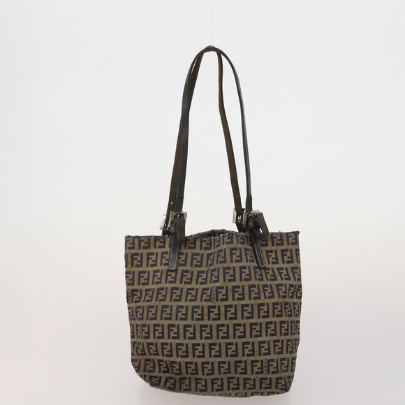 FENDI Tote Bag Coated Canvas Leather Nylon 4 Set Beige Black Brown Auth bs37049