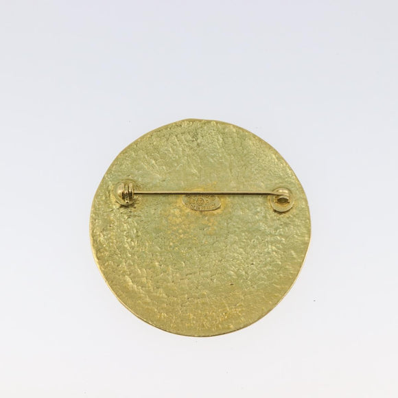 CHANEL Brooch Metal Gold Tone CC Auth bs37050V